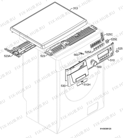 Взрыв-схема стиральной машины Rex Electrolux RWS12610W - Схема узла Command panel 037