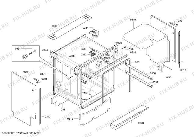 Схема №3 SHX8ER55UC с изображением Передняя панель для посудомойки Bosch 00706012