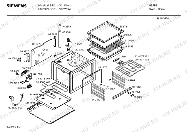 Схема №2 HS27227SS с изображением Инструкция по эксплуатации для электропечи Siemens 00583643