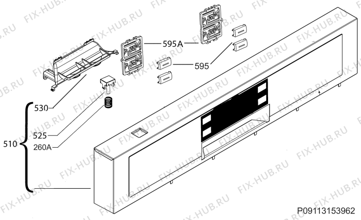 Взрыв-схема посудомоечной машины Electrolux ESI5517LOW - Схема узла Command panel 037