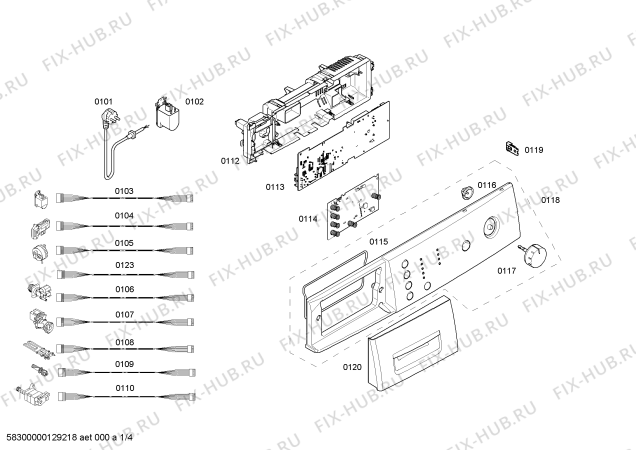 Схема №1 WAE16161ME с изображением Панель управления для стиралки Bosch 00666467