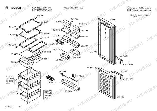 Взрыв-схема холодильника Bosch KGV3120GB - Схема узла 02