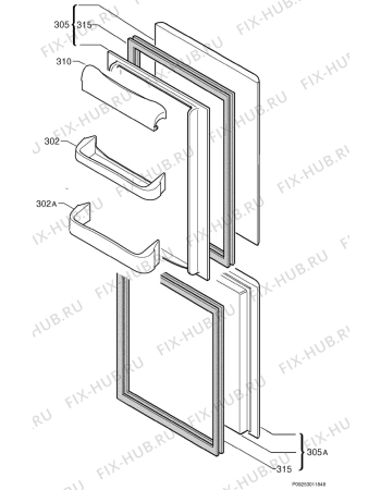 Взрыв-схема холодильника Zanussi Electrolux ZEBF249W - Схема узла Door 003