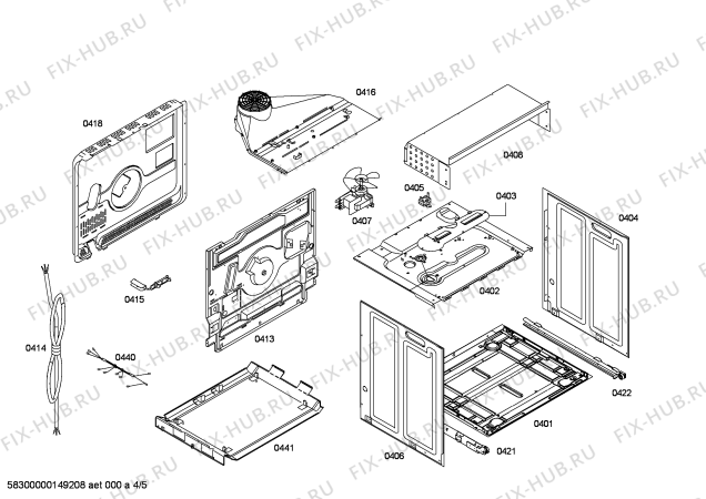 Схема №3 3HB516XP horn.balay.2d.indp.CFm.E0_TIF.pt_crr.inx с изображением Передняя часть корпуса для электропечи Bosch 00700340