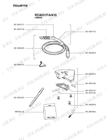 Взрыв-схема пылесоса Rowenta RO4031FA/410 - Схема узла RP002616.3P2