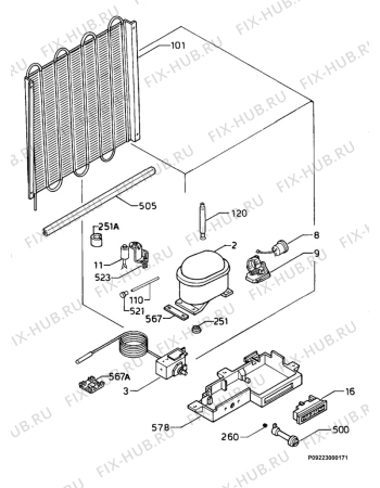 Взрыв-схема холодильника Zanussi ZF82BH - Схема узла Cooling system 017