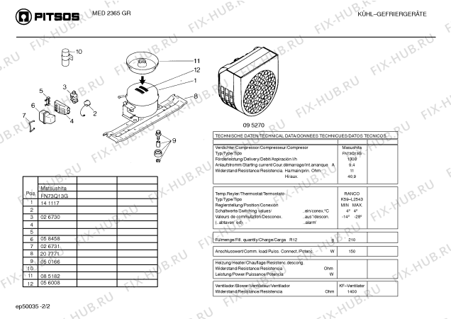 Взрыв-схема холодильника Pitsos MED2365 - Схема узла 02