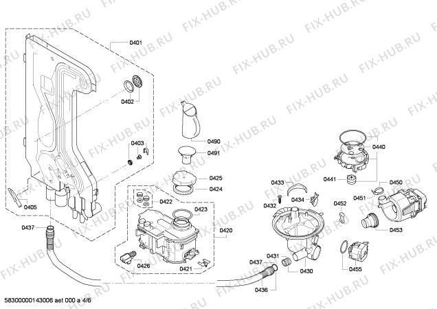 Взрыв-схема посудомоечной машины Siemens SN45E801EP - Схема узла 04