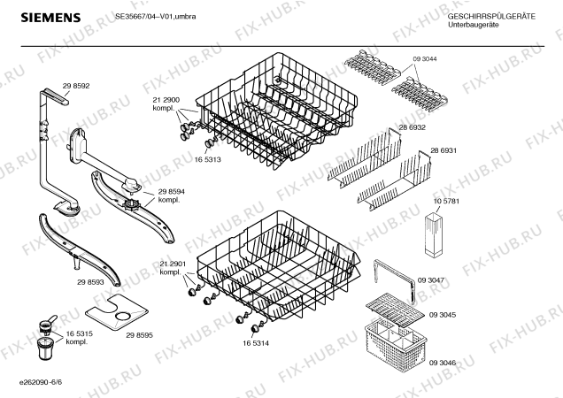 Взрыв-схема посудомоечной машины Siemens SE35667 Extraklasse - Схема узла 06