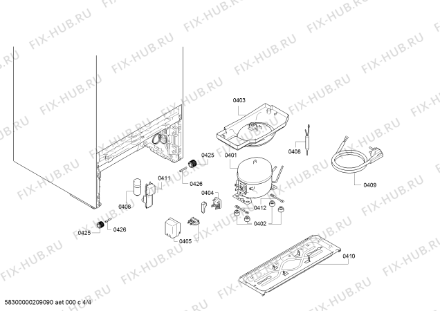 Взрыв-схема холодильника Bosch KSV36VW30N, BOSCH - Схема узла 04