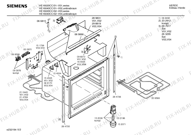 Схема №3 HE16020CC с изображением Инструкция по эксплуатации для духового шкафа Siemens 00518880