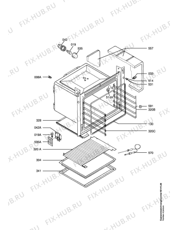 Взрыв-схема плиты (духовки) Aeg Electrolux E4431-5-W EU     R08 - Схема узла Oven