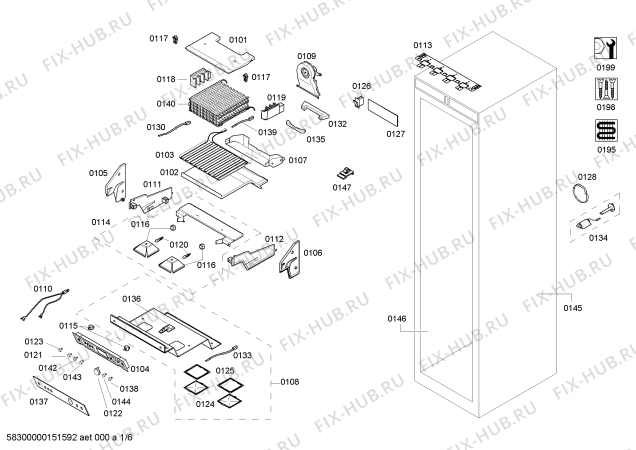 Схема №6 RF413700 с изображением Крышка для холодильника Bosch 00609776