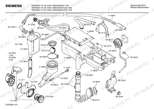 Схема №2 WM44330SI SIWAMAT PLUS 4433 с изображением Инструкция по эксплуатации для стиральной машины Siemens 00516788