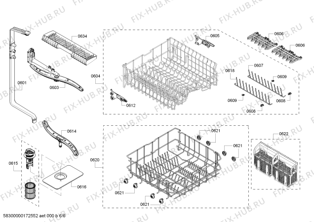 Взрыв-схема посудомоечной машины Bosch SHX4AT75UC Silence 49dBA - Схема узла 06