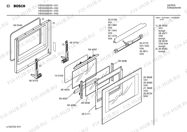 Взрыв-схема плиты (духовки) Bosch HEN526B - Схема узла 04