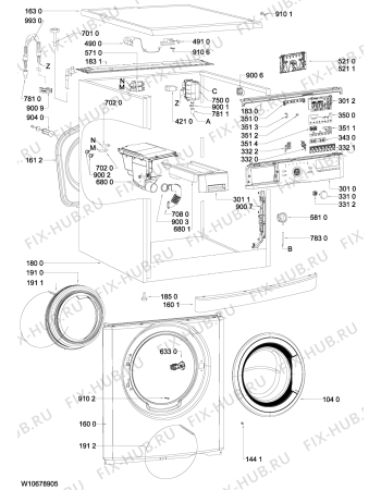 Схема №2 AWO/C 71003P с изображением Обшивка для стиралки Whirlpool 481010629972