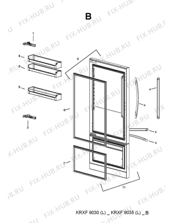 Схема №1 KRXF9030 (F093756) с изображением Наставление для холодильника Indesit C00379503