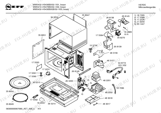 Схема №3 H5430B0GB MW 5432 с изображением Рамка для микроволновки Bosch 00365067