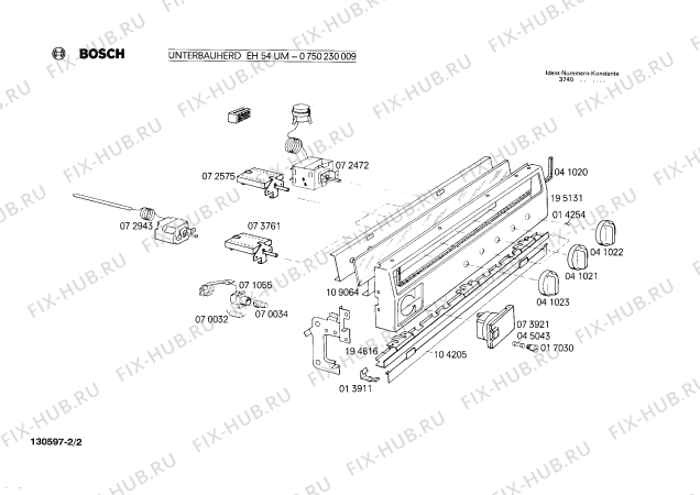 Взрыв-схема плиты (духовки) Bosch 0750230009 EH54UM - Схема узла 02