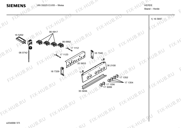 Схема №3 HN22326SK с изображением Панель управления для духового шкафа Siemens 00362100