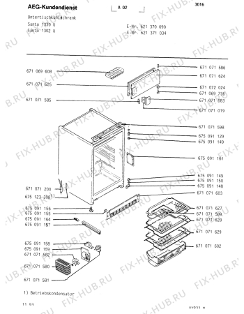 Взрыв-схема холодильника Aeg SAN1302 U - Схема узла Housing 001