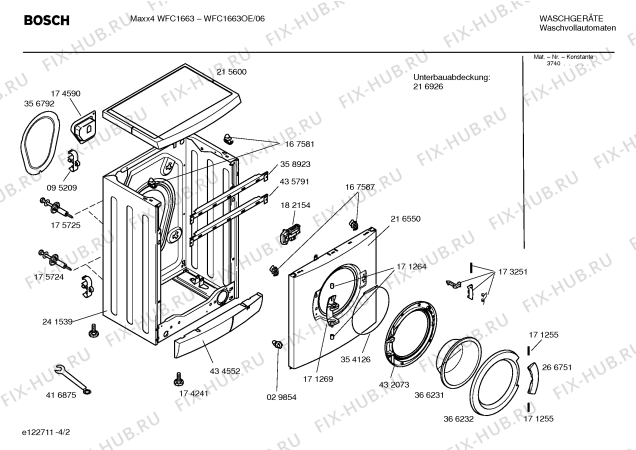 Схема №3 WFC1663OE Maxx4 WFC1663 с изображением Инструкция по установке и эксплуатации для стиральной машины Bosch 00590462