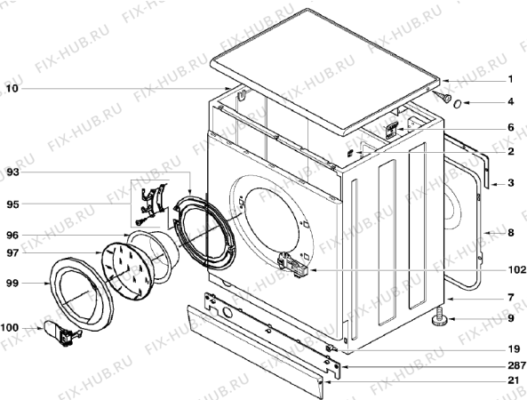 Взрыв-схема стиральной машины Korting KWD63110 (301953, LS6E) - Схема узла 02