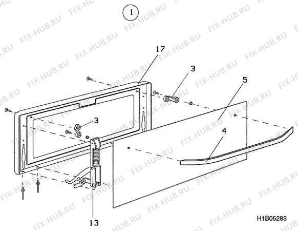 Взрыв-схема плиты (духовки) Aeg C75012V - Схема узла H10 Oven Door bi (small)