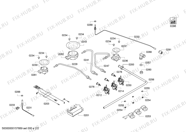 Взрыв-схема плиты (духовки) Bosch PSY626B21E C60F 3G+E G2IH5 BO SEM-PRO - Схема узла 02