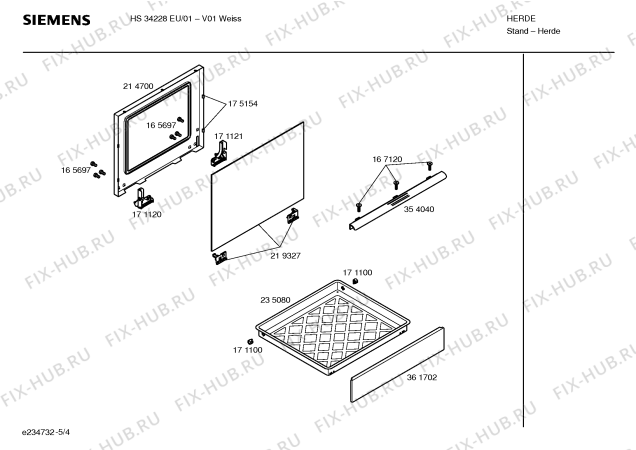 Взрыв-схема плиты (духовки) Siemens HS34228EU - Схема узла 04