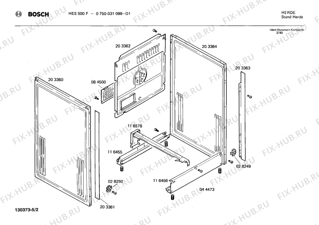 Взрыв-схема плиты (духовки) Bosch 0750031099 HES500F - Схема узла 02