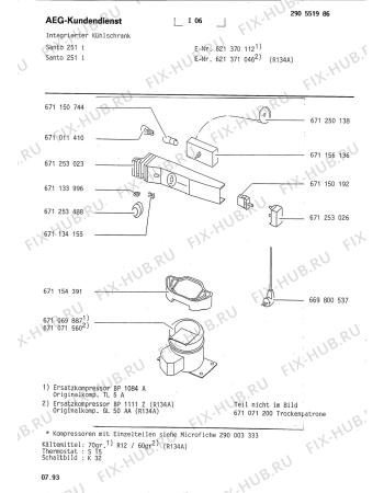 Взрыв-схема холодильника Aeg SAN252 I - Схема узла Refrigerator cooling system