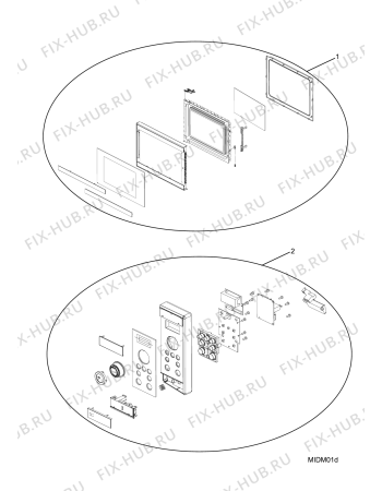 Схема №1 MWH2824BUK (F086170) с изображением Панель управления для свч печи Indesit C00381230