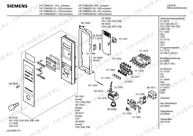 Схема №2 HF75960 с изображением Панель управления для микроволновой печи Siemens 00288269