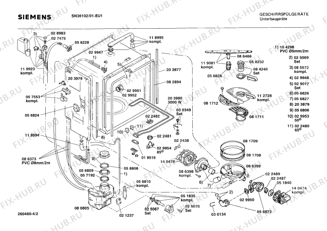 Взрыв-схема посудомоечной машины Siemens SN36102 - Схема узла 02