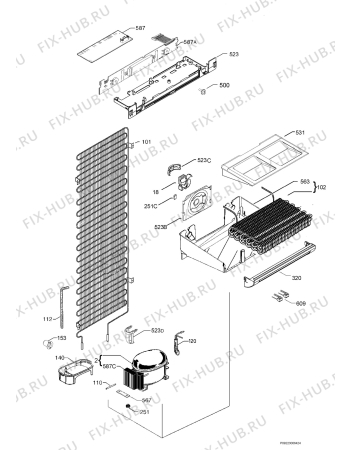 Взрыв-схема холодильника Electrolux EUP23900X - Схема узла Cooling system 017