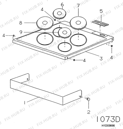 Взрыв-схема комплектующей Electrolux EK5246 - Схема узла H10 Hob