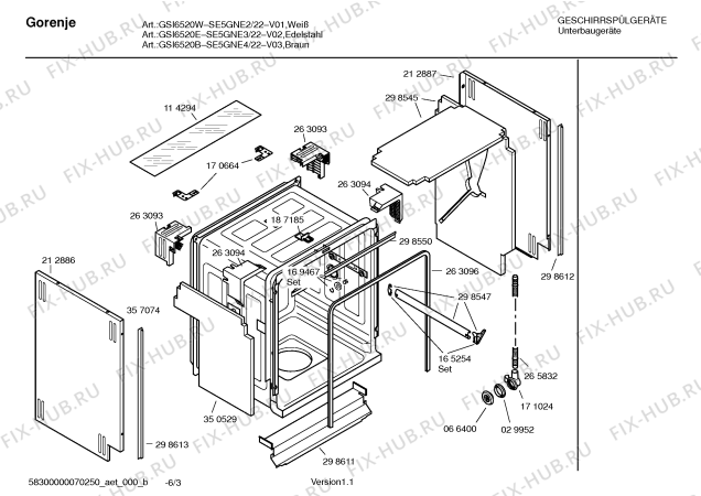 Взрыв-схема посудомоечной машины Gorenje SE5GNE2 - Схема узла 03