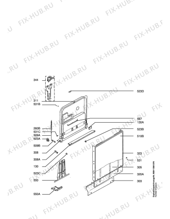 Взрыв-схема посудомоечной машины Aeg FAV34050U-M - Схема узла Door 003