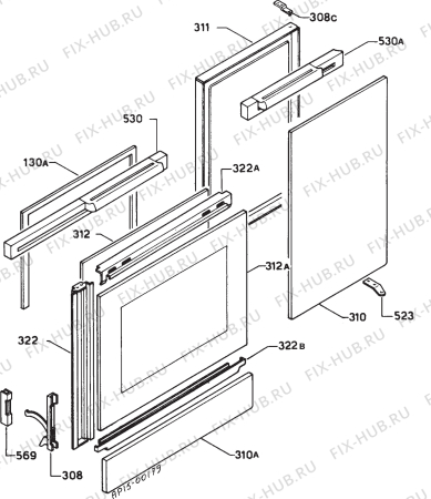 Взрыв-схема плиты (духовки) Electrolux EK9720X - Схема узла Door 003