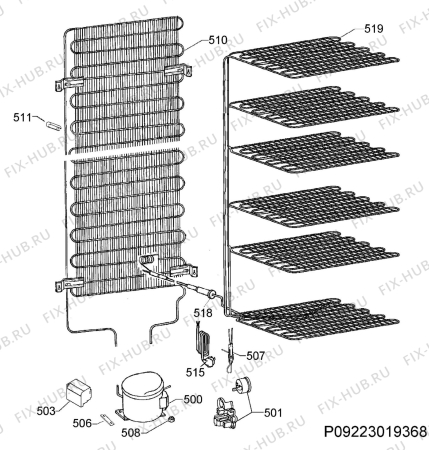 Взрыв-схема холодильника Electrolux EUF2207AOW - Схема узла Cooling system 017
