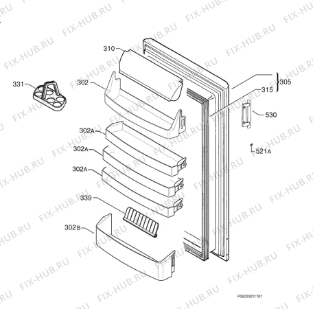 Взрыв-схема холодильника Electrolux ERC3025X - Схема узла Door 003