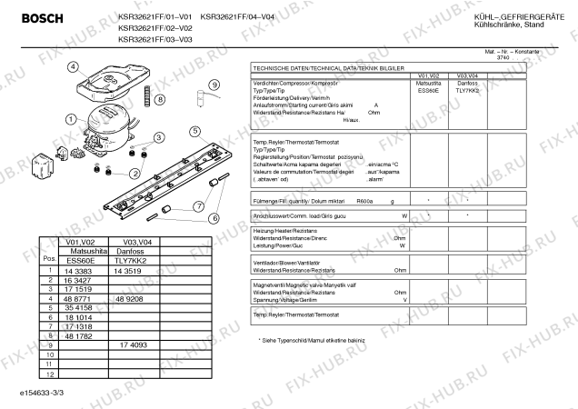 Взрыв-схема холодильника Bosch KSR32621FF - Схема узла 03