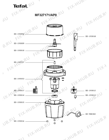 Схема №1 MF327171/AP0 с изображением Двигатель (мотор) для электромиксера Tefal SS-193553