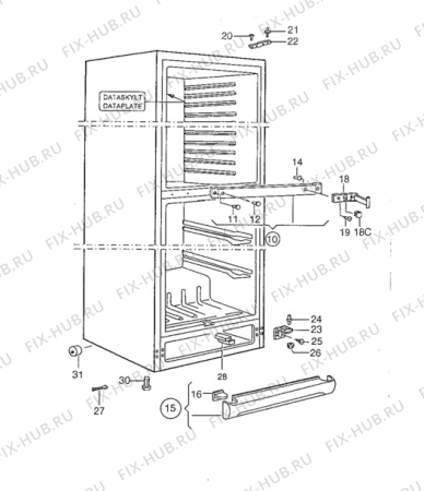 Взрыв-схема холодильника Zanussi ZFK67/43RF - Схема узла Cabinet + armatures