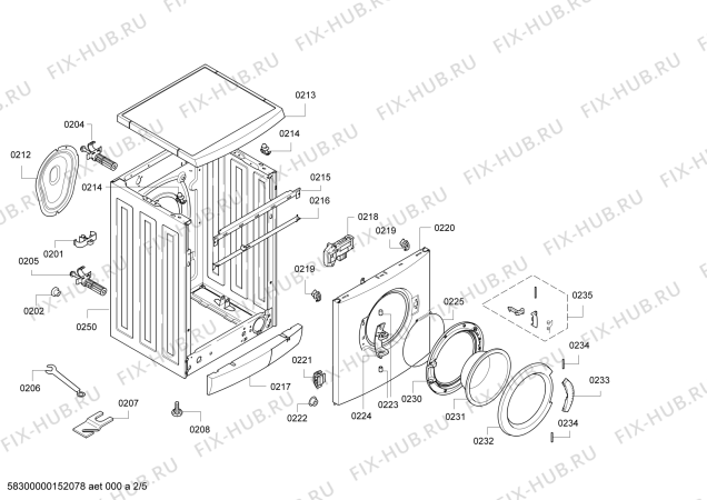 Взрыв-схема стиральной машины Bosch WAE20300GR Maxx 7 VarioPerfect - Схема узла 02