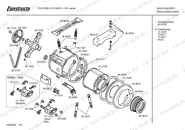 Схема №3 CV50800FG Constructa  VIVA 800 с изображением Адаптер для стиральной машины Bosch 00166710