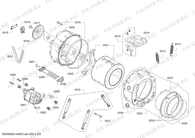 Схема стиральной машины Bosch WAS2846CEE Logixx8 Sensitive;EcoWash;Made in Germany - Схема узла 03 Взрыв-схема стиральной машины Bosch WAS2846CEE Logixx8 Sensitive;EcoWash;Made in Germany - Схема узла 03