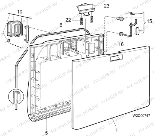 Взрыв-схема посудомоечной машины Arthurmartinelux ASF225 - Схема узла Door 003